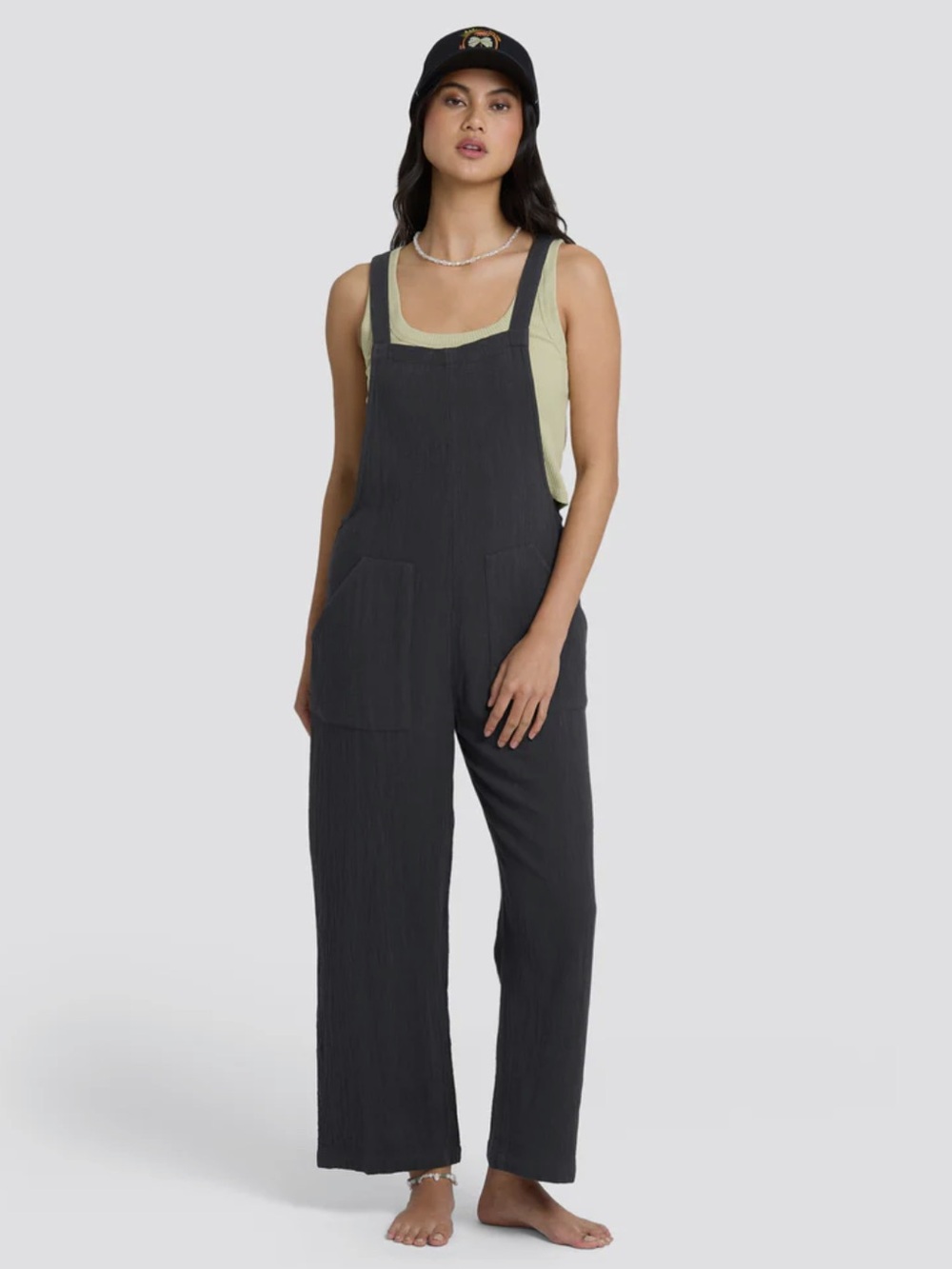 Billabong Pacific Time Jumpsuit In Black Sands